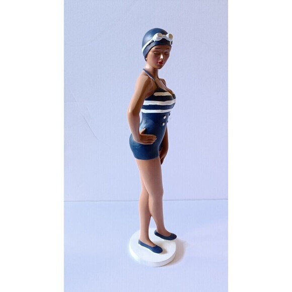 Bathing Beauty Figurine Statue Miami Beach Navy Coastal Art Deco Style New - Picture 4 of 10